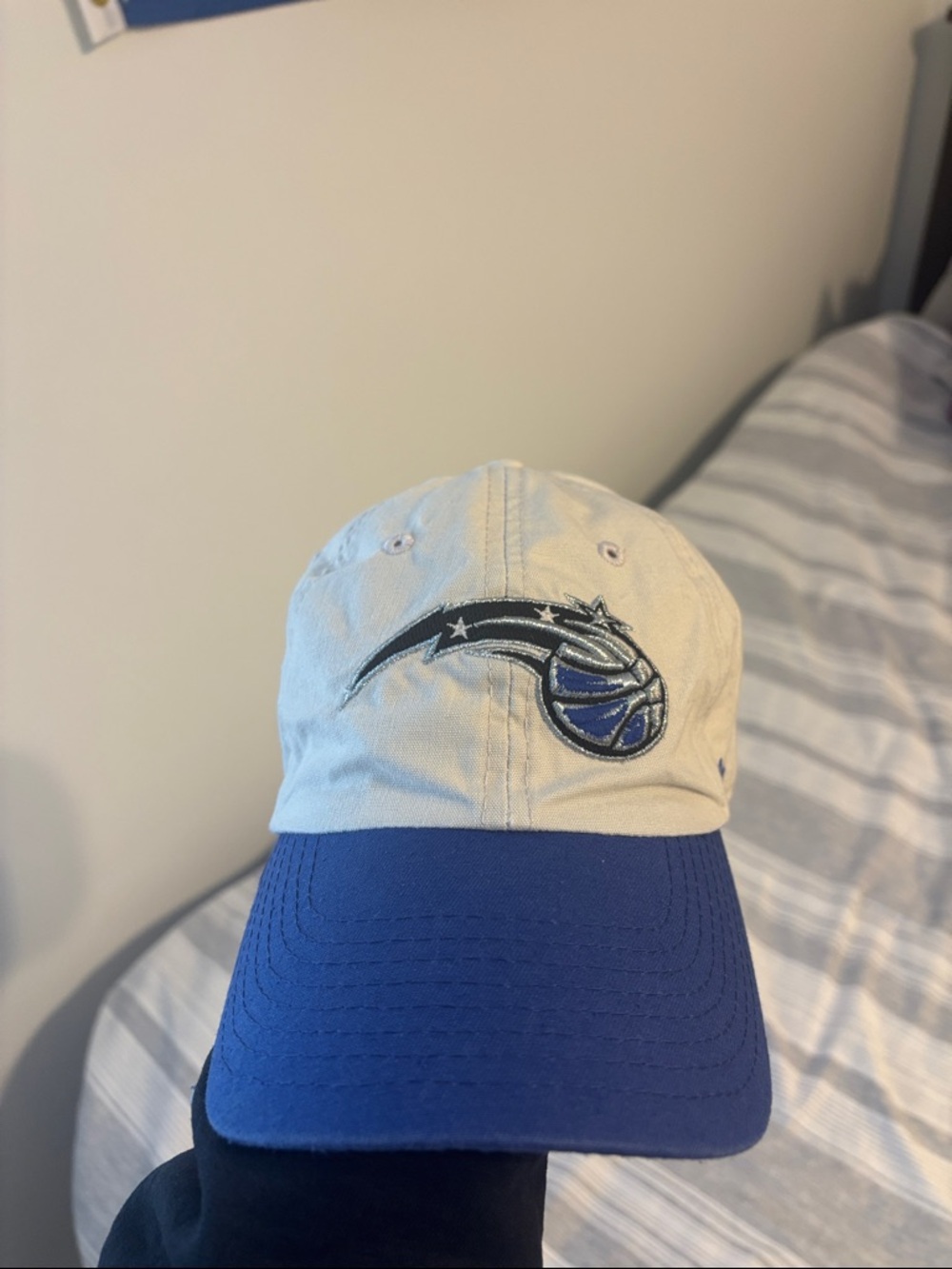Two-Tone Beige and Royal Blue Orlando Basketball Cap